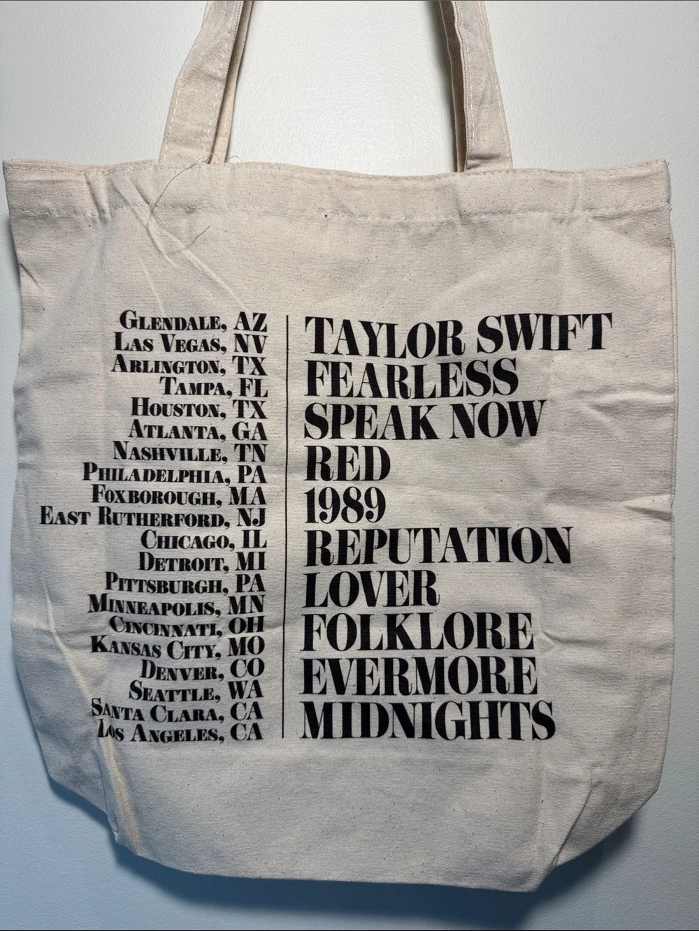 Taylor Swift Eras tour tote bag. Cotton.